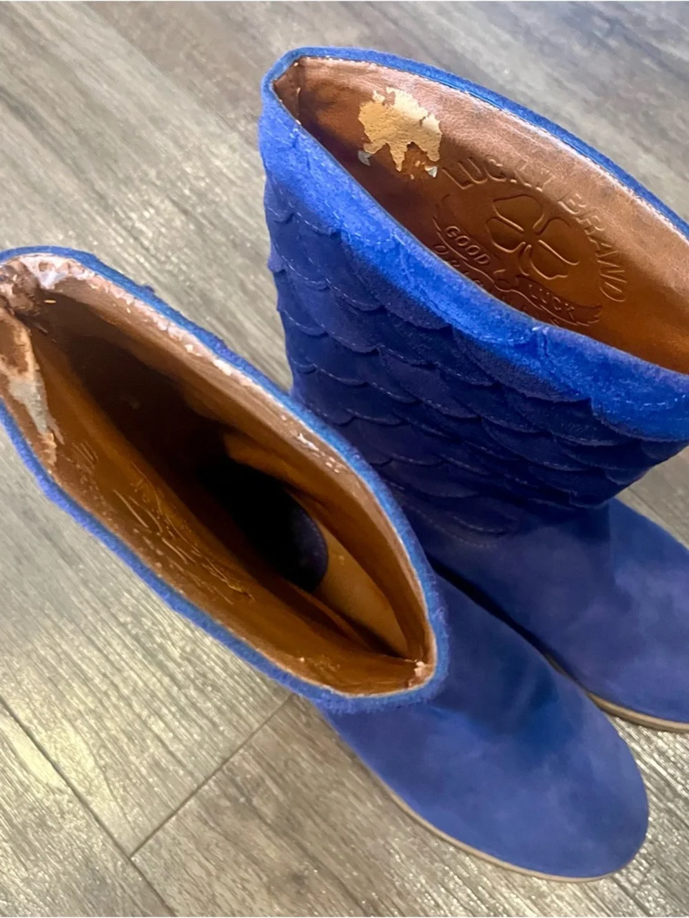 LUCKY Purple Suede Afina Mermaid Vintage Boho Festival Boots 8.5 - Picture 7 of 14